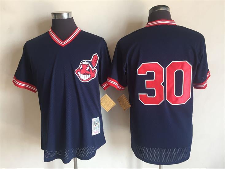 2017 MLB Cleveland Indians #30 Joe Carter Blue Throwback Jerseys->detroit tigers->MLB Jersey